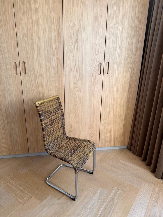 1x sedia a sbalzo vintage design cromato e intrecciato – Sedie da pranzo, Plastica, Cromo (photo 7 of 7)