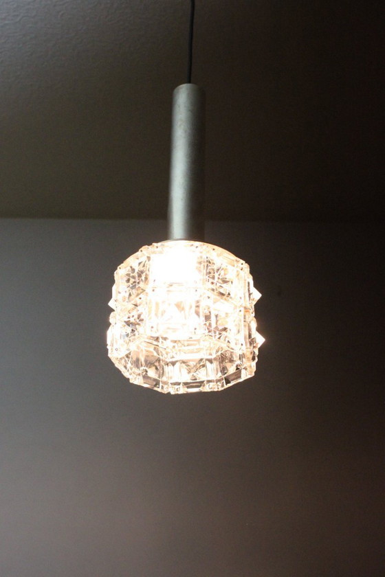 Image 1 of Lampada a sospensione vintage in vetro sfaccettato, anni '70