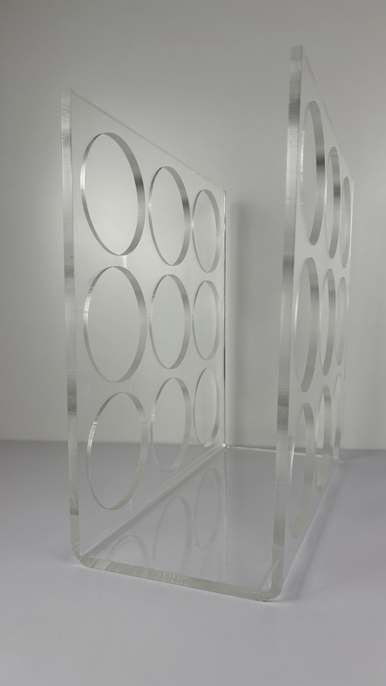 Image 1 of Vintage Plexiglass Acrylic Wine Rack Wine Bottle Bottle Holder