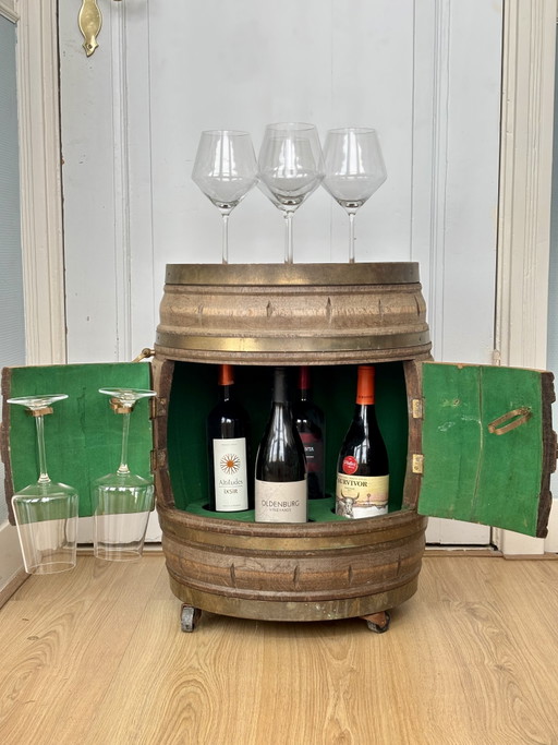 Antique Wooden Barrel Bar