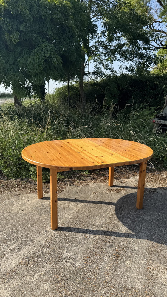 Image 1 of vintage ikea grenen ronde / ovale keuken uitschuifbare tafel
