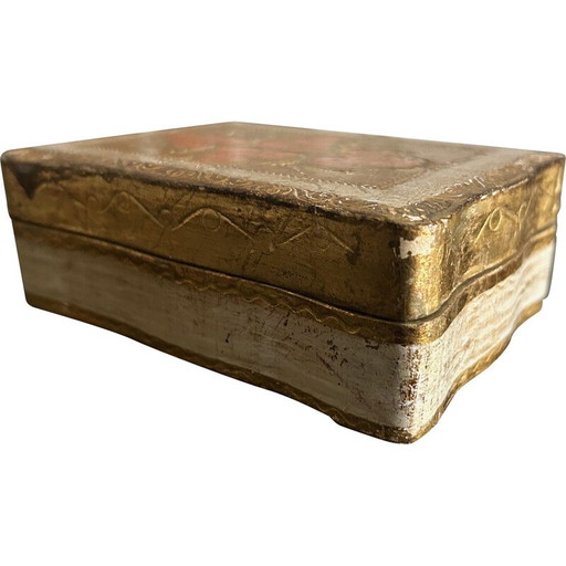 Vintage Florentine wooden jewelry box, 1970