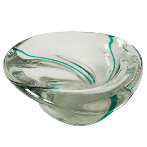 Ciotola in vetro vintage di metà secolo Max Verboeket Maastricht Kristalunie anni '50