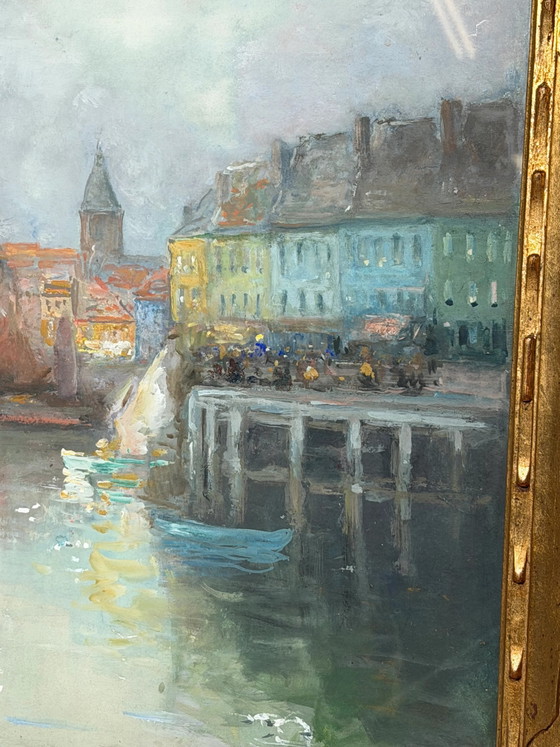 Alexandre Macette – Paisaje portuario en acuarela – Enmarcado – 76 x 65 cm – Pinturas y dibujos (photo 4 of 7)