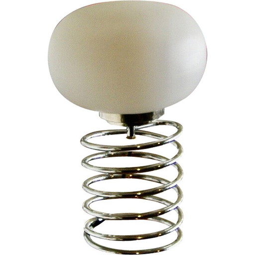 Lampada vintage "Bulbe" in acciaio cromato e opalino bianco di Ingo Maurer, Germania 1960