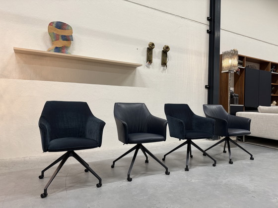 Image 1 of 4 Sedie da pranzo Leolux Callas in tessuto blu/pelle