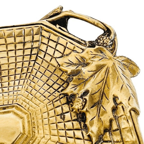 Image 1 of Antique French Art Nouveau vide-poche dish, brass bonbon dish, 1910s