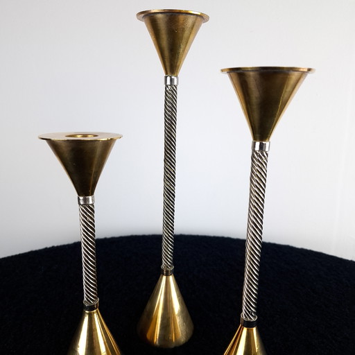 Set di 3 candelabri vintage Memphis degli anni '80.
