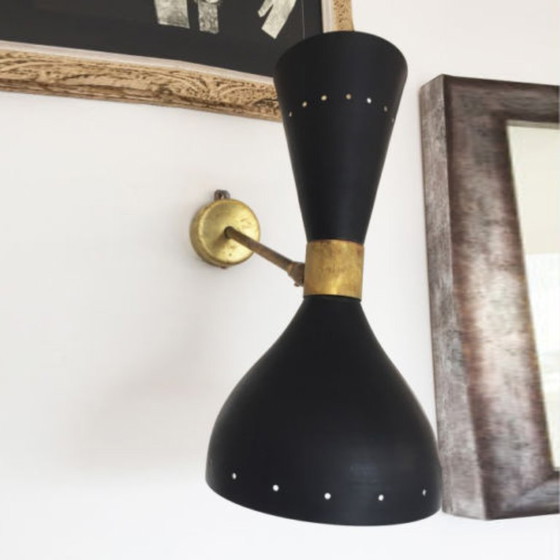 Image 1 of Pair of large Italian wall sconces, 1950s design