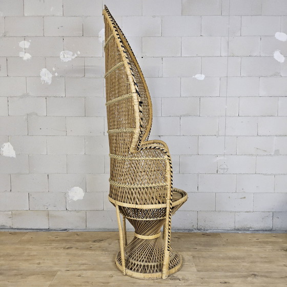 Image 1 of Vintage Rotan Peacock chair Emmanuelle / Pauwen stoel (H150cm) 