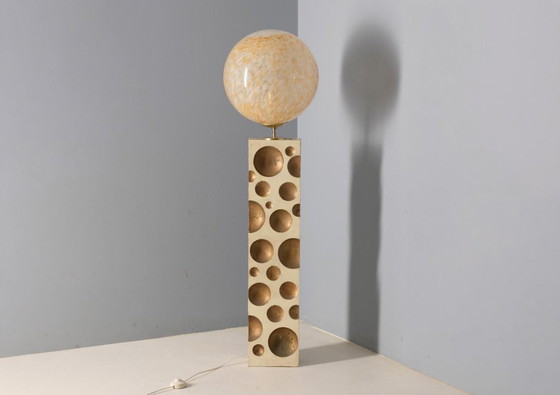 Image 1 of Lámpara de pie con pantalla de cristal jaspeado, años 60-70, Europa