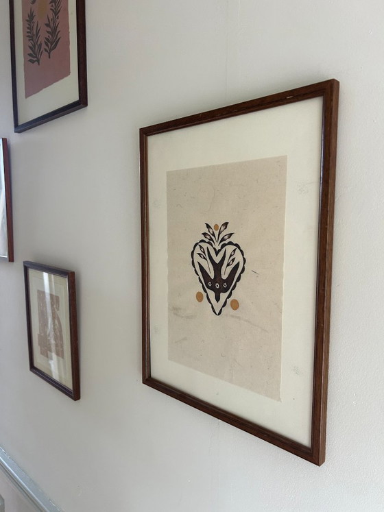 Image 1 of Handmade Artwork | Swallow with Gold | Boho A4