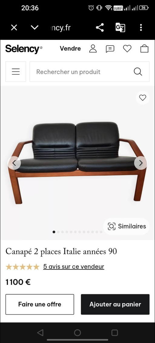 Vintage 2-Sitzer Ledersofa