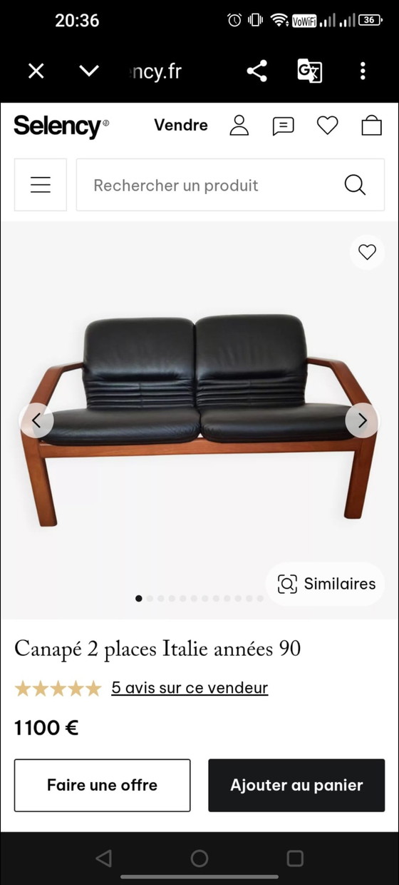 Image 1 of Vintage 2-seater leather sofa