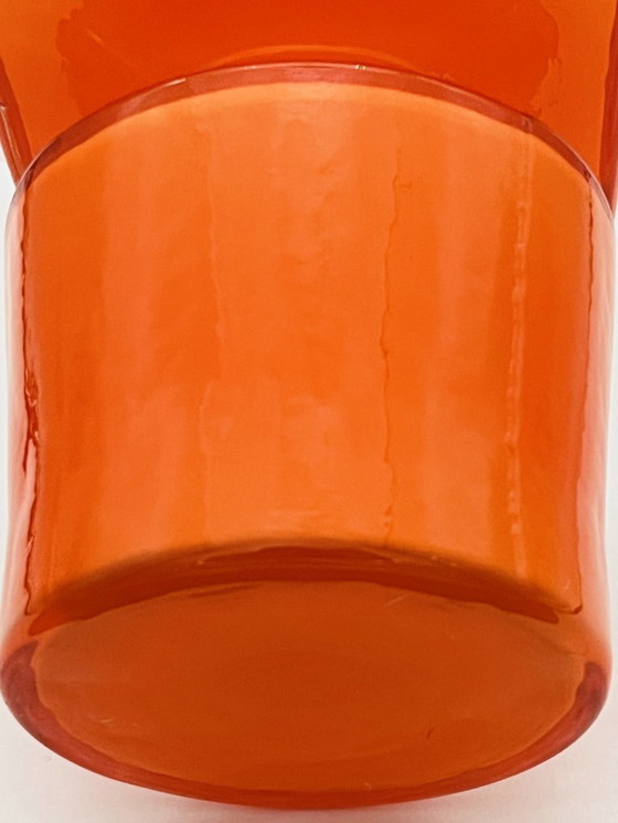 Image 1 of Retro Fans - Vaas - Jaren 60 - Fel Oranje -Fåglavik Glasbruk -Zweden