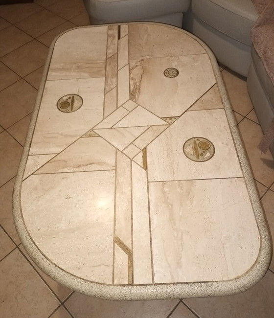 Image 1 of Rare Renato Zevi for FEDAM Coffee Table – 1970s Hollywood Regency – Adjustable Height