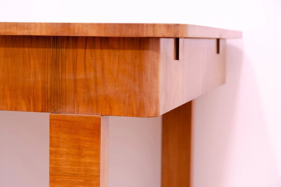 Image 1 of Table de salle à manger réglable en noyer, années 1930, Tchécoslovaquie