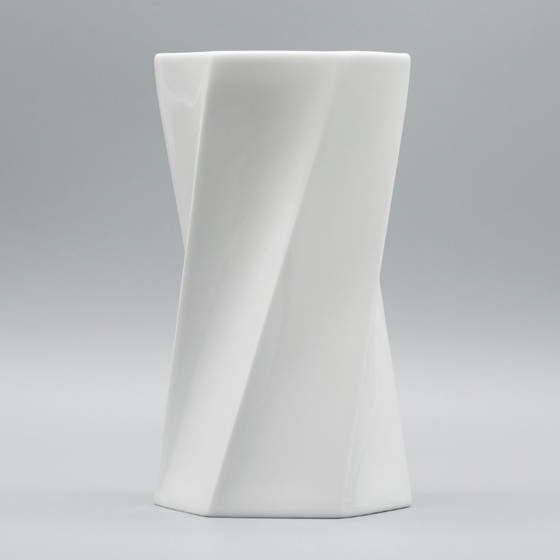 Image 1 of Postmodern Minimalist Chic Twisted Rosenthal Glossy Porcelain Vase Duo Jan Vaart
