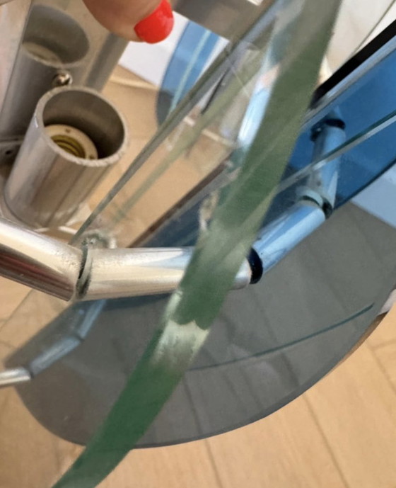 Image 1 of Pair of VECA Italian Wall Lamps for Fontana Arte - Chromed Steel and Crystal Glass - 1960s