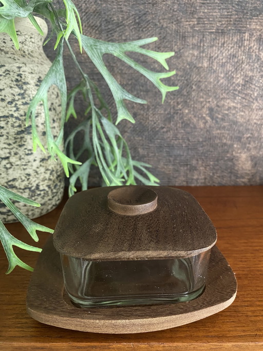 Holmegaard vintage teakhouten botervloot Deens design