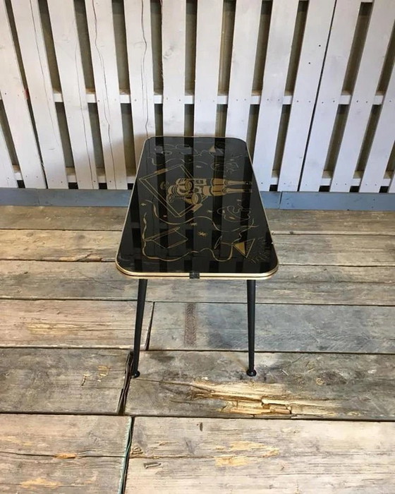 Jaren 50 Vintage Atomic Stijl Salontafel – Koffietafelboeken, Hout, Glas (photo 4 of 7)