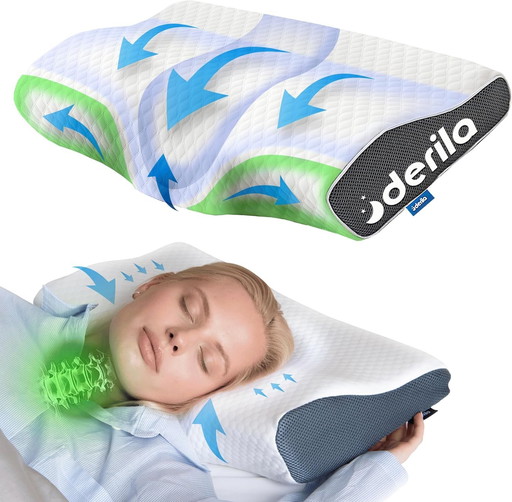 Derila Oreiller Mémoire de Forme Queensize (Pack de 1) - Coussin Mémoire de Forme pour Dormeurs Latéraux, Dorsaux et sur Le Vent