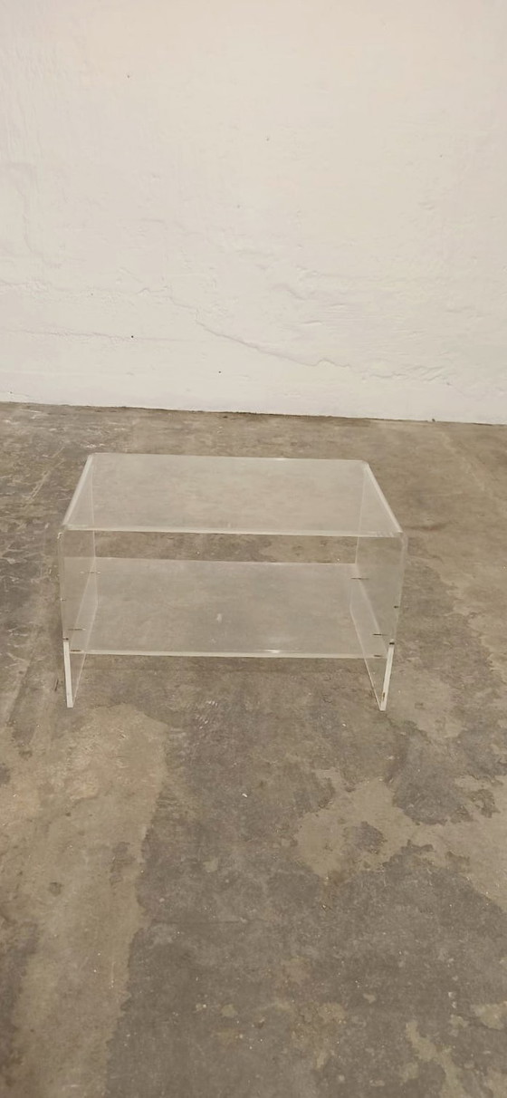 Image 1 of Vintage Space Age Plexiglas LP table side table 