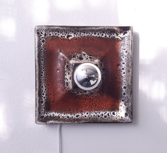 Image 1 of 1 of 5 Ceramic earthenware vintage wall lamps in brown tones, West Germany fat lava style, ceramic wall lamp, space age la