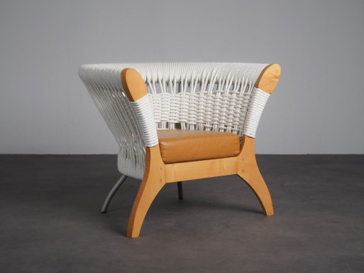 Skulpturaler Seil- und Leder-Lounge-Sessel von Driade, Italien, 1996