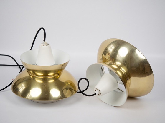 Coppia di 2 Lampade a Sospensione Vintage Danesi Doo Wop di Henning Klok, Louis Poulsen, anni '40 (photo 14 of 14)