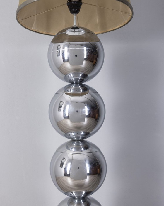 Image 1 of Vintage 70s vloerlamp verchroomd metalen bollen Italiaans ontwerp