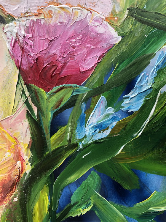 Image 1 of Lilian Frohn - abstract vrouwenportret met bloemen 