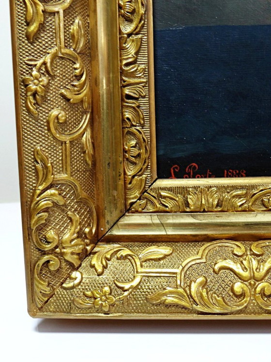 Image 1 of Oil painting on canvas, still life with chrysanthemums, signed L. Porte 1888
