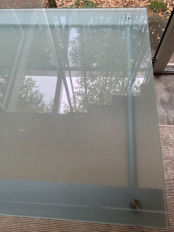 Image 1 of Aluminum table with glass top