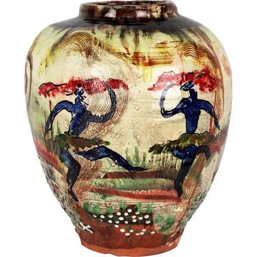 Vase vintage en céramique "graffiti Jazz" de Basile, 1990