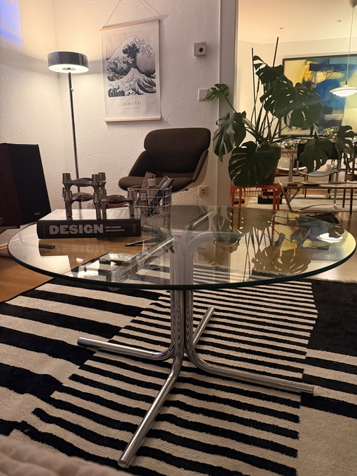 Tavolo cromato Giotto Stoppino Style Glas 1970