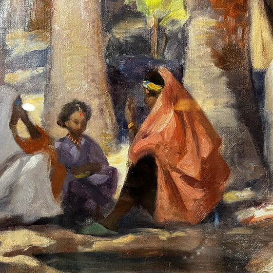 Charles Ernest Smets, Oasis de Tinghir, Maroc, années 1940, Huile sur toile, Encadré – Peintures et dessins (photo 2 of 12)