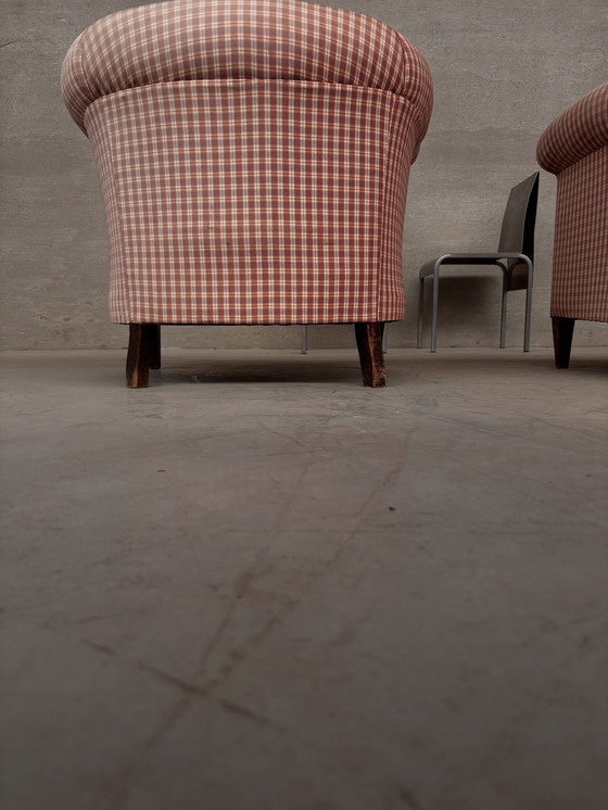 Image 1 of 2er Set weiß-rot karierte Clubstühle