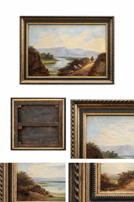 Image 1 of French school 19th century river landscape signed.