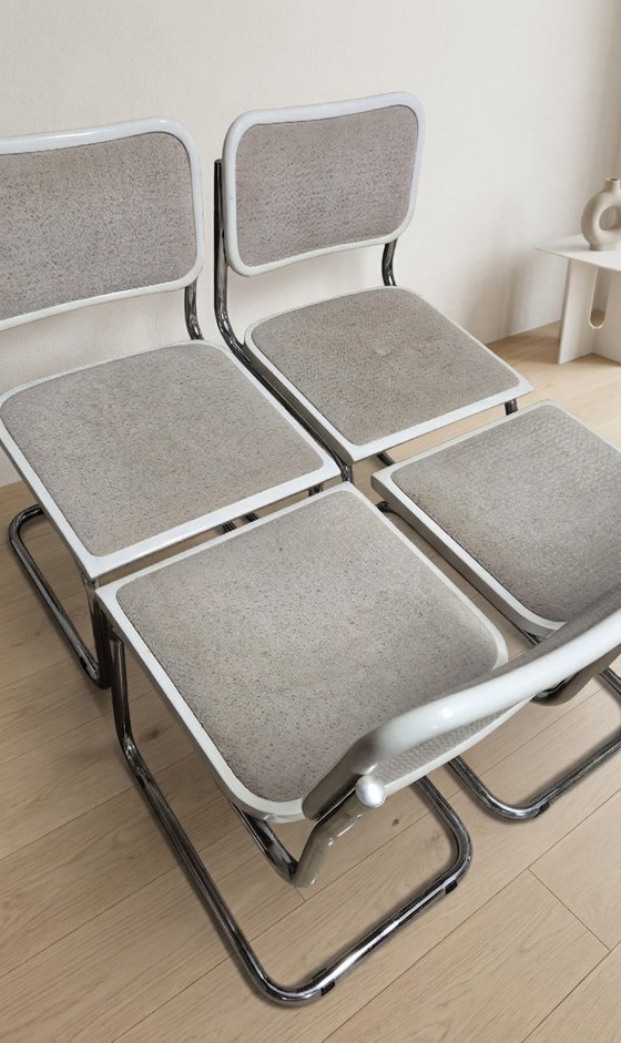 Image 1 of Set of 4 Marcel Breuer Tubular Chairs, Mid Century Modern Bauhaus Chrome Cantilever Dining Chairs, 20th Century