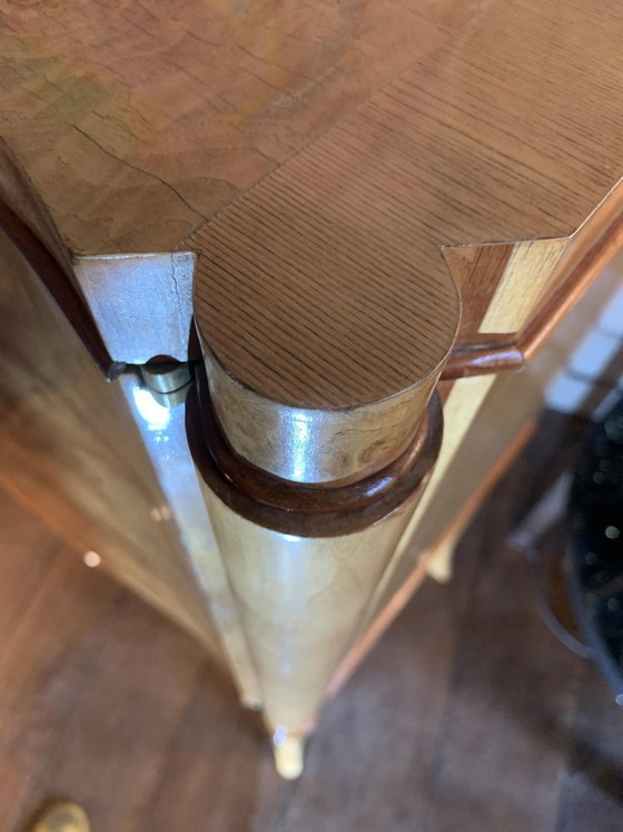 Art Deco Curved Cabinet in Maple Burl and Mahogany Fillet, 1930s – Sideboard cabinet, Wood (photo 4 of 9)