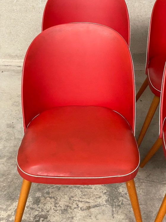 Image 1 of 6 Vintage 50's-60's RODE Skai eetkamerstoelen