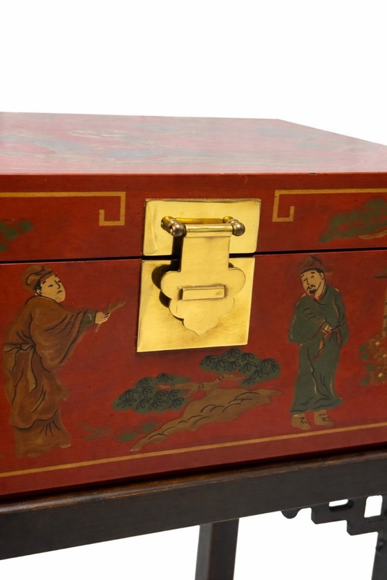 Image 1 of Drexel Heritage Chinoiserie vintage - Metà secolo - Lacca rossa