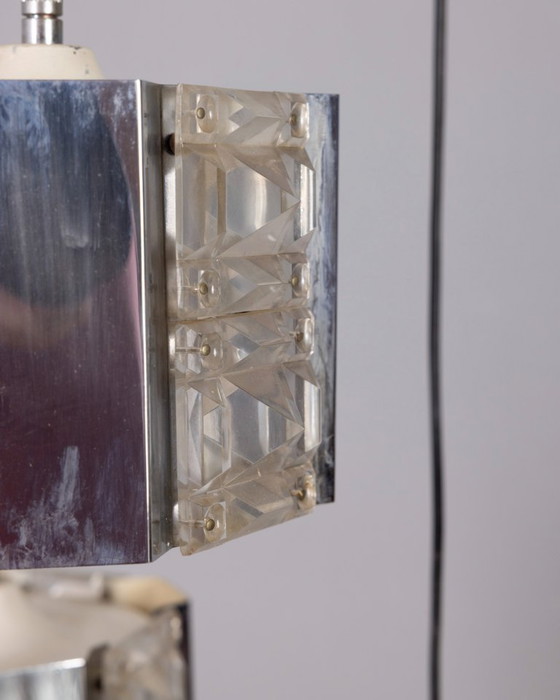 Image 1 of Vintage hanglamp uit de jaren 70 van metaal en kristal, Kinkeldey Design