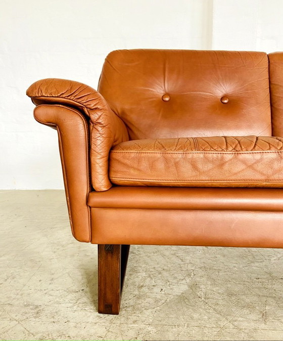 Image 1 of VINTAGE DANISH SVEND SKIPPER 3 PERSON SOFA IN COGNAC LEATHER 1970,s