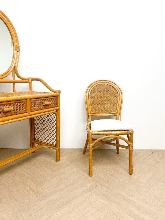 Image 1 of Vintage rattan dressing table with chair and mirror