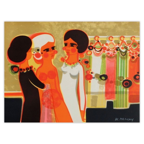 Image 1 of Frédéric MENGUY Die Engel - die Garderobe Signierte Lithografie 1975