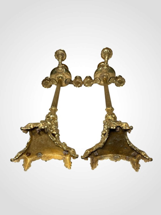 Paar Empire-Kandelaber aus vergoldeter Bronze – Antikes französisches Set aus vierflammigen Kerzenleuchtern (photo 9 of 10)