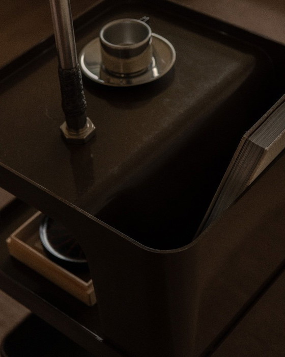 Image 1 of Vintage Marc Held trolley for Prisunic – brown Space Age serving trolley