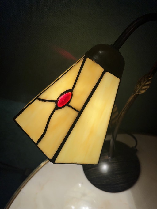 Glas in Lood Tafellamp Vintage Italiaans Tiffany Stijl